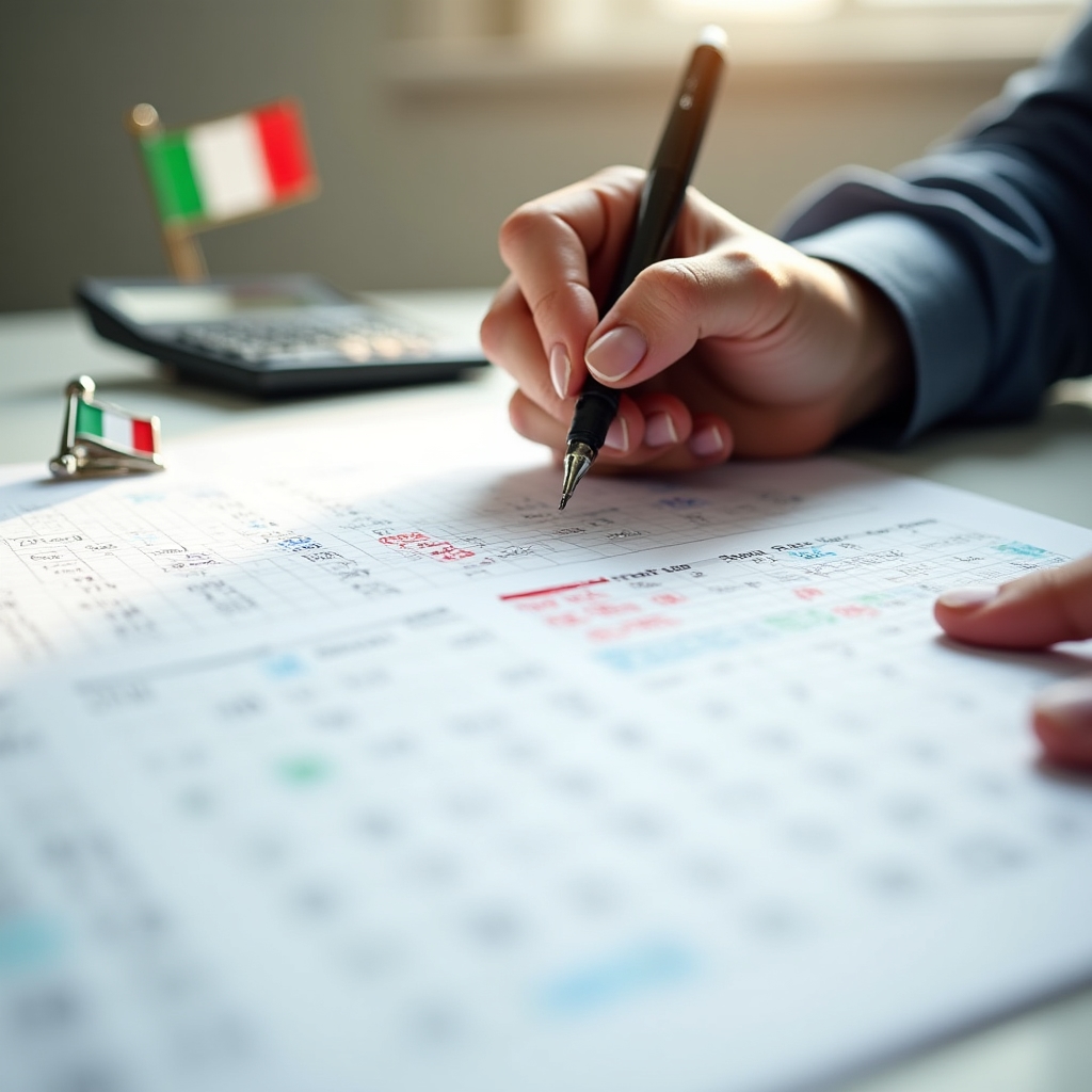 Calendario fiscale italiano con scadenze evidenziate