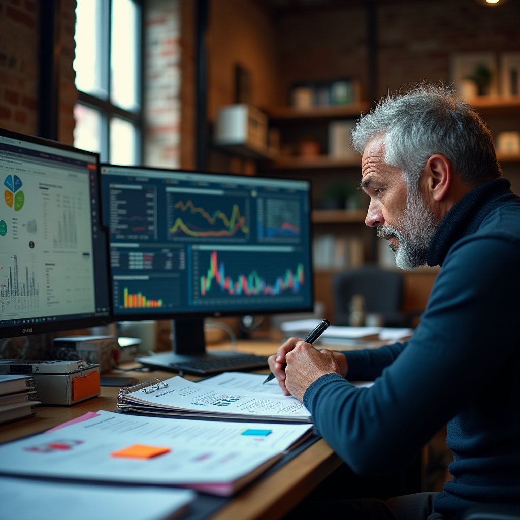 Spazio di lavoro organizzato con documenti finanziari